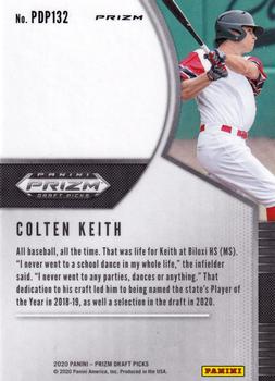 2020 Panini Prizm Draft Picks - Hyper Green and Yellow #PDP132 Colten Keith Back