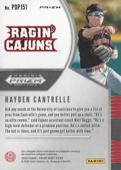2020 Panini Prizm Draft Picks - Hyper Green and Yellow #PDP151 Hayden Cantrelle Back
