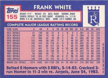1984 Topps - Collector's Edition (Tiffany) #155 Frank White Back