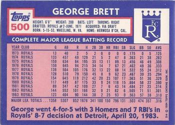 1984 Topps - Collector's Edition (Tiffany) #500 George Brett Back