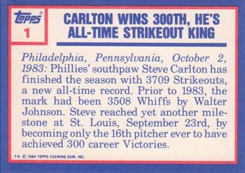 1984 Topps - Collector's Edition (Tiffany) #1 Steve Carlton Back
