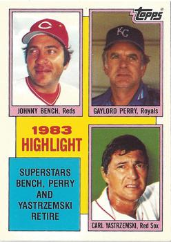 1984 Topps - Collector's Edition (Tiffany) #6 Johnny Bench / Gaylord Perry / Carl Yastrzemski Front