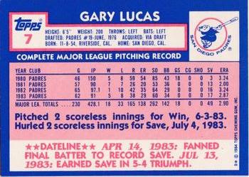 1984 Topps - Collector's Edition (Tiffany) #7 Gary Lucas Back