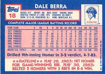 1984 Topps - Collector's Edition (Tiffany) #18 Dale Berra Back