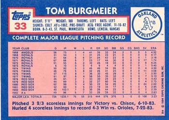1984 Topps - Collector's Edition (Tiffany) #33 Tom Burgmeier Back