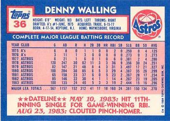 1984 Topps - Collector's Edition (Tiffany) #36 Denny Walling Back