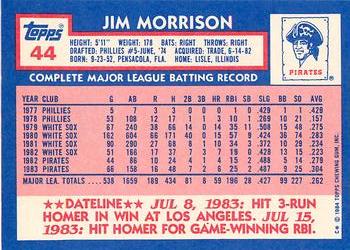 1984 Topps - Collector's Edition (Tiffany) #44 Jim Morrison Back