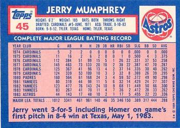 1984 Topps - Collector's Edition (Tiffany) #45 Jerry Mumphrey Back