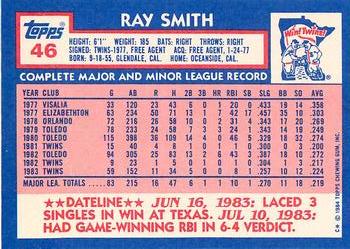 1984 Topps - Collector's Edition (Tiffany) #46 Ray Smith Back