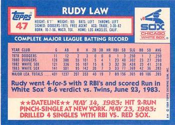 1984 Topps - Collector's Edition (Tiffany) #47 Rudy Law Back