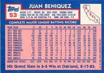 1984 Topps - Collector's Edition (Tiffany) #53 Juan Beniquez Back