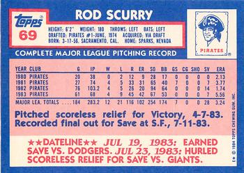 1984 Topps - Collector's Edition (Tiffany) #69 Rod Scurry Back