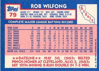 1984 Topps - Collector's Edition (Tiffany) #79 Rob Wilfong Back