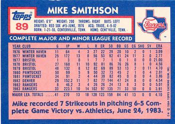 1984 Topps - Collector's Edition (Tiffany) #89 Mike Smithson Back