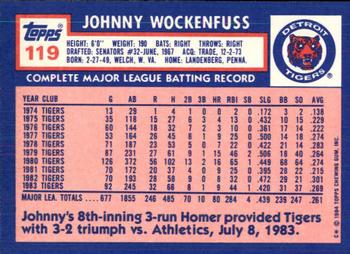 1984 Topps - Collector's Edition (Tiffany) #119 Johnny Wockenfuss Back