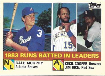 1984 Topps - Collector's Edition (Tiffany) #133 1983 Runs Batted In Leaders (Dale Murphy / Cecil Cooper / Jim Rice) Front