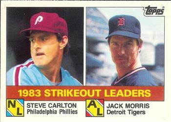 1984 Topps - Collector's Edition (Tiffany) #136 1983 Strikeout Leaders (Steve Carlton / Jack Morris) Front