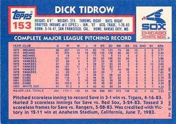 1984 Topps - Collector's Edition (Tiffany) #153 Dick Tidrow Back