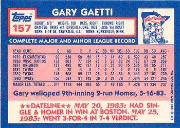 1984 Topps - Collector's Edition (Tiffany) #157 Gary Gaetti Back