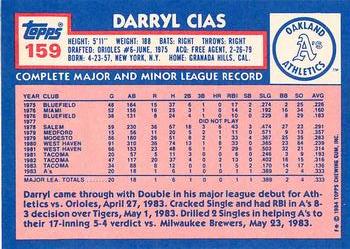 1984 Topps - Collector's Edition (Tiffany) #159 Darryl Cias Back