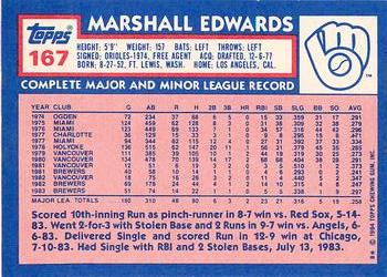 1984 Topps - Collector's Edition (Tiffany) #167 Marshall Edwards Back