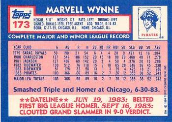 1984 Topps - Collector's Edition (Tiffany) #173 Marvell Wynne Back