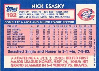 1984 Topps - Collector's Edition (Tiffany) #192 Nick Esasky Back