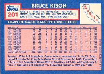1984 Topps - Collector's Edition (Tiffany) #201 Bruce Kison Back