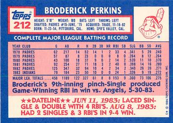 1984 Topps - Collector's Edition (Tiffany) #212 Broderick Perkins Back