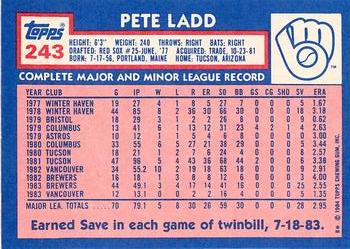 1984 Topps - Collector's Edition (Tiffany) #243 Pete Ladd Back