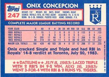 1984 Topps - Collector's Edition (Tiffany) #247 Onix Concepcion Back