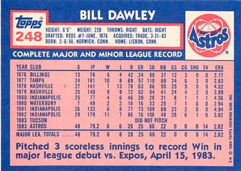 1984 Topps - Collector's Edition (Tiffany) #248 Bill Dawley Back