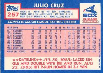 1984 Topps - Collector's Edition (Tiffany) #257 Julio Cruz Back