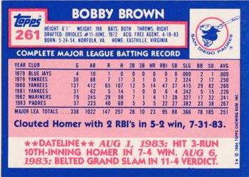 1984 Topps - Collector's Edition (Tiffany) #261 Bobby Brown Back