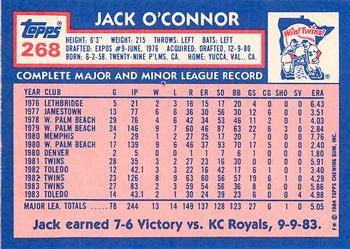 1984 Topps - Collector's Edition (Tiffany) #268 Jack O'Connor Back