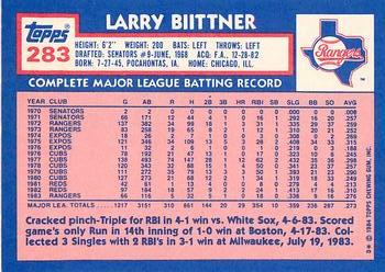 1984 Topps - Collector's Edition (Tiffany) #283 Larry Biittner Back