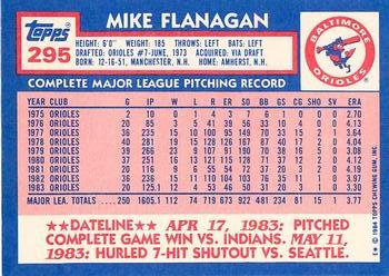 1984 Topps - Collector's Edition (Tiffany) #295 Mike Flanagan Back