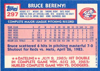 1984 Topps - Collector's Edition (Tiffany) #297 Bruce Berenyi Back
