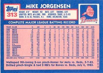 1984 Topps - Collector's Edition (Tiffany) #313 Mike Jorgensen Back
