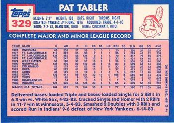 1984 Topps - Collector's Edition (Tiffany) #329 Pat Tabler Back