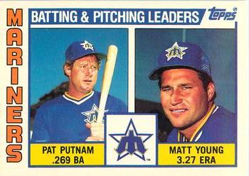 1984 Topps - Collector's Edition (Tiffany) #336 Mariners Leaders / Checklist (Pat Putnam / Matt Young) Front