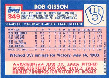 1984 Topps - Collector's Edition (Tiffany) #349 Bob Gibson Back
