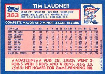 1984 Topps - Collector's Edition (Tiffany) #363 Tim Laudner Back