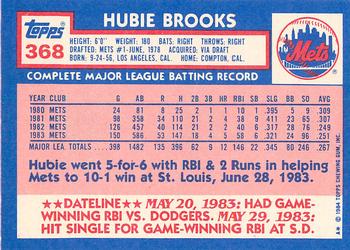 1984 Topps - Collector's Edition (Tiffany) #368 Hubie Brooks Back