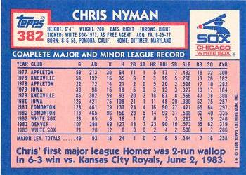 1984 Topps - Collector's Edition (Tiffany) #382 Chris Nyman Back