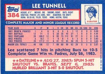 1984 Topps - Collector's Edition (Tiffany) #384 Lee Tunnell Back