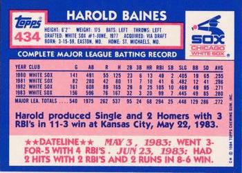 1984 Topps - Collector's Edition (Tiffany) #434 Harold Baines Back