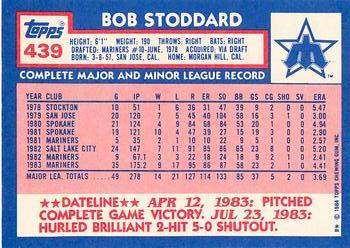 1984 Topps - Collector's Edition (Tiffany) #439 Bob Stoddard Back