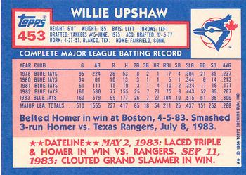 1984 Topps - Collector's Edition (Tiffany) #453 Willie Upshaw Back