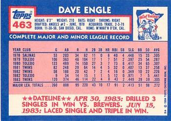 1984 Topps - Collector's Edition (Tiffany) #463 Dave Engle Back